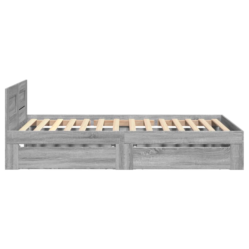 Sengeramme med hodegavl grå sonoma 75x190 cm konstruert tre