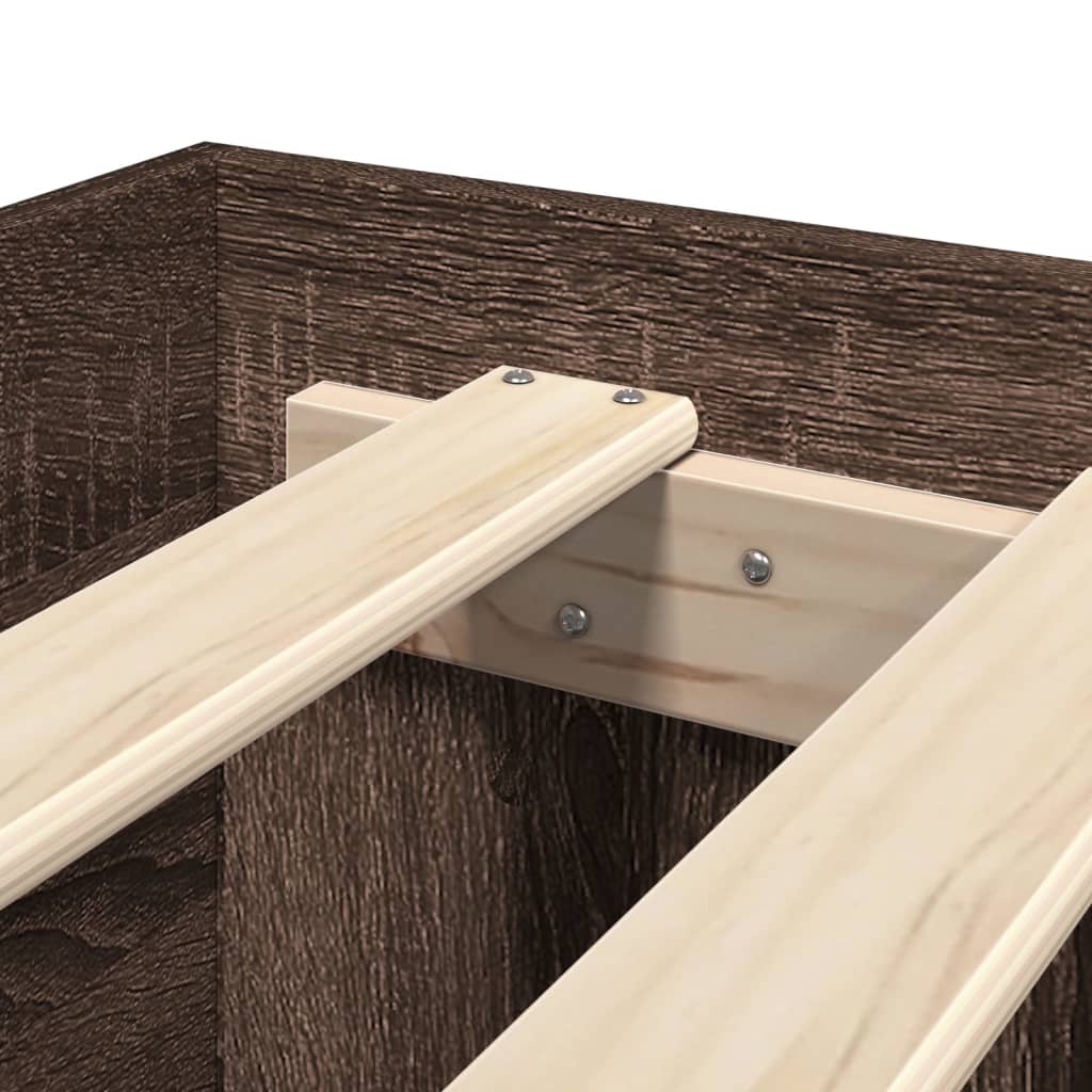 Sengeramme med hodegavl brun eik 75x190 cm konstruert tre