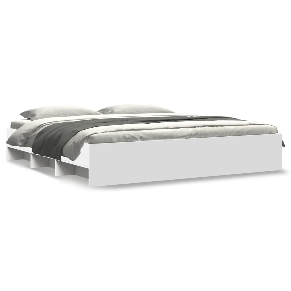 Sengeramme hvit 200x200 cm konstruert tre