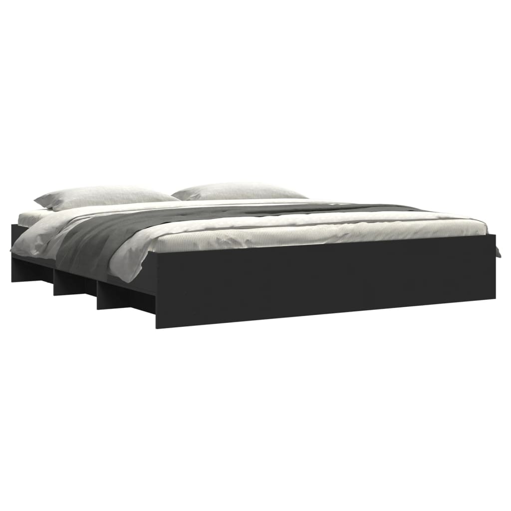 Sengeramme svart 200x200 cm konstruert tre
