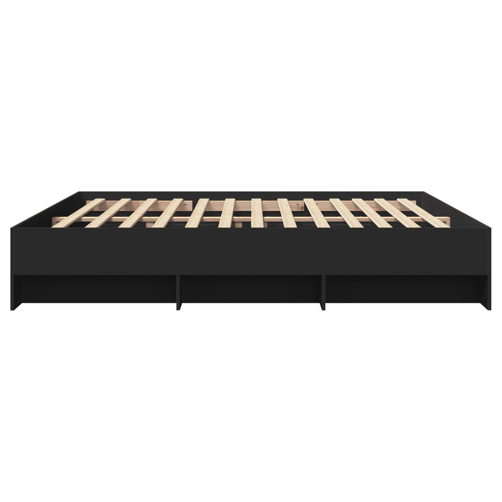 Sengeramme svart 200x200 cm konstruert tre