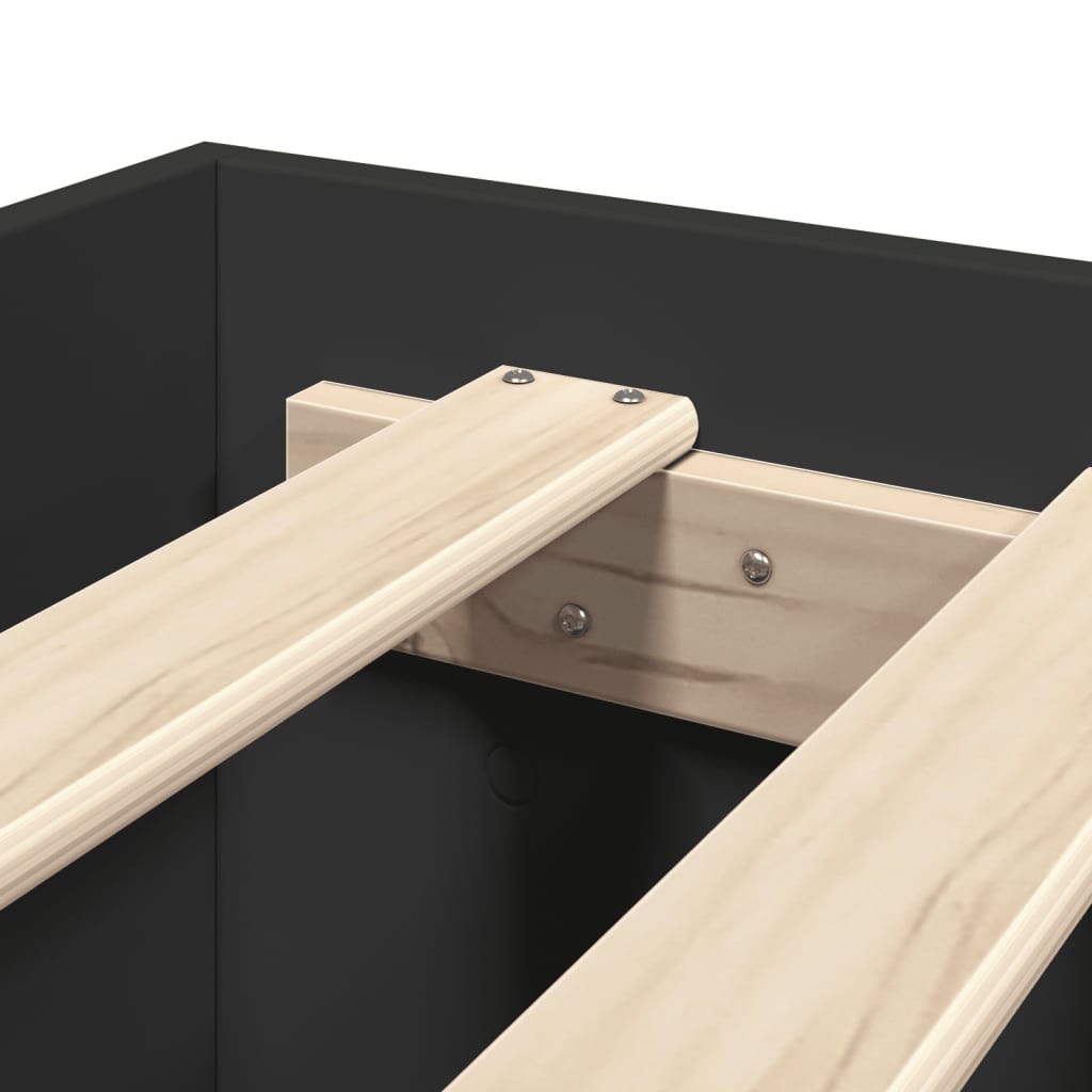 Sengeramme svart 200x200 cm konstruert tre