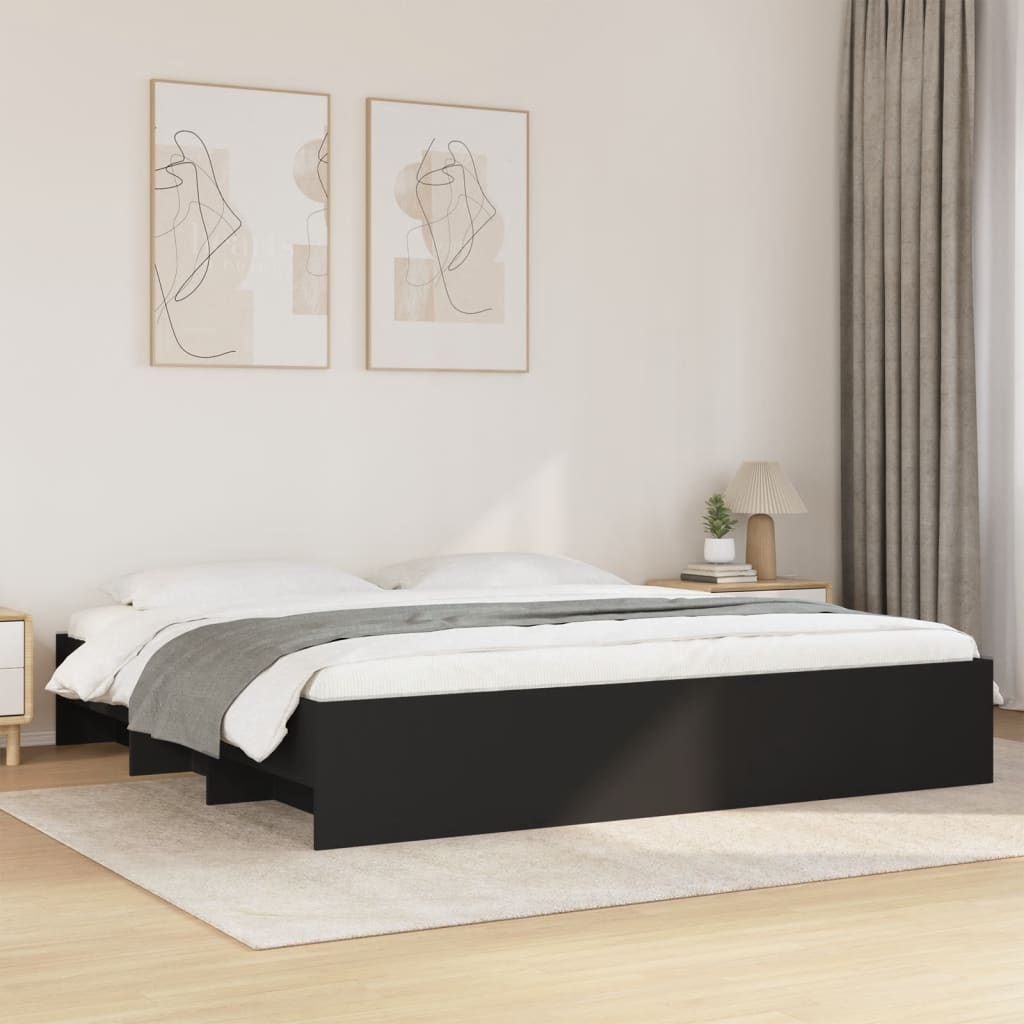 Sengeramme svart 200x200 cm konstruert tre