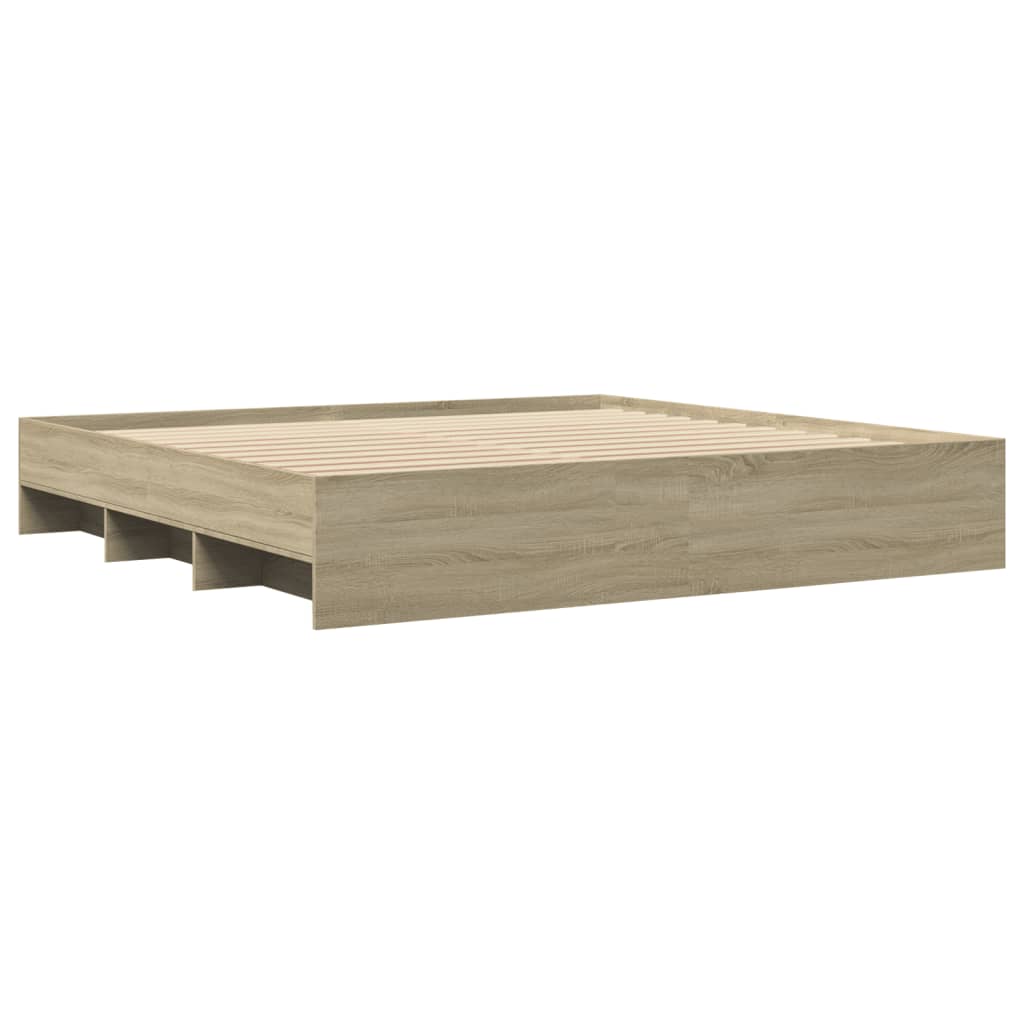 Sengeramme uten madrass sonoma eik 200x200 cm konstruert tre