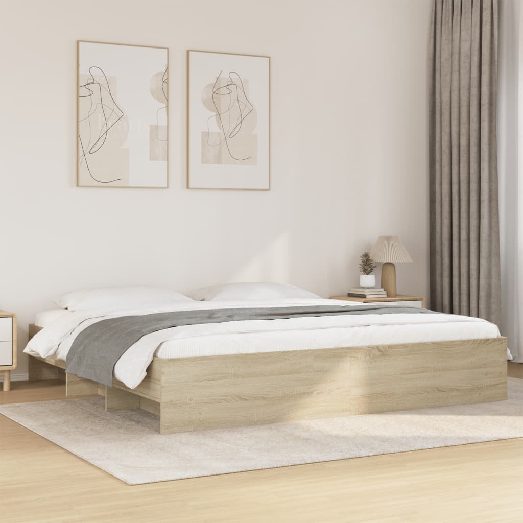 Sengeramme uten madrass sonoma eik 200x200 cm konstruert tre