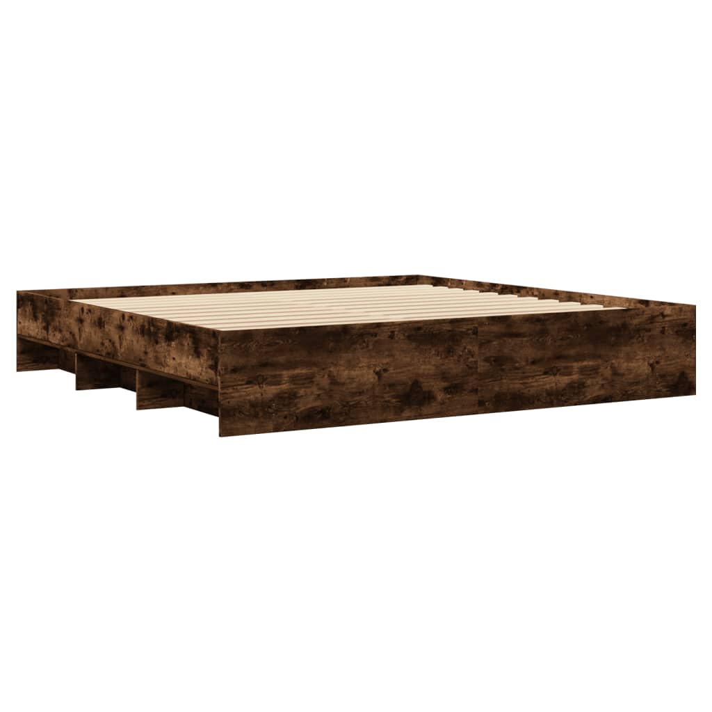 Sengeramme uten madrass madrass røkt eik 200x200 cm