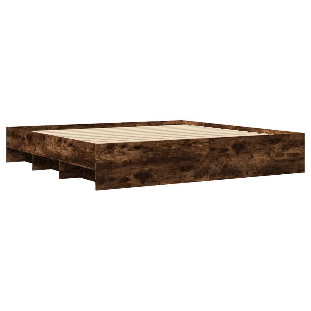 Sengeramme uten madrass madrass røkt eik 200x200 cm