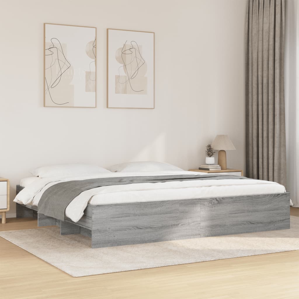 Sengeramme grå sonoma 200x200 cm konstruert tre