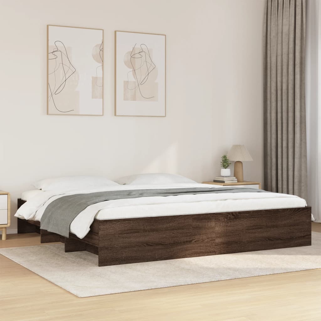 Sengeramme uten madrass madrass brun eik 200x200 cm