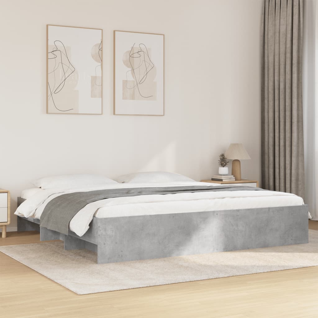 Sengeramme uten madrass betonggrå 180x200 cm konstruert tre