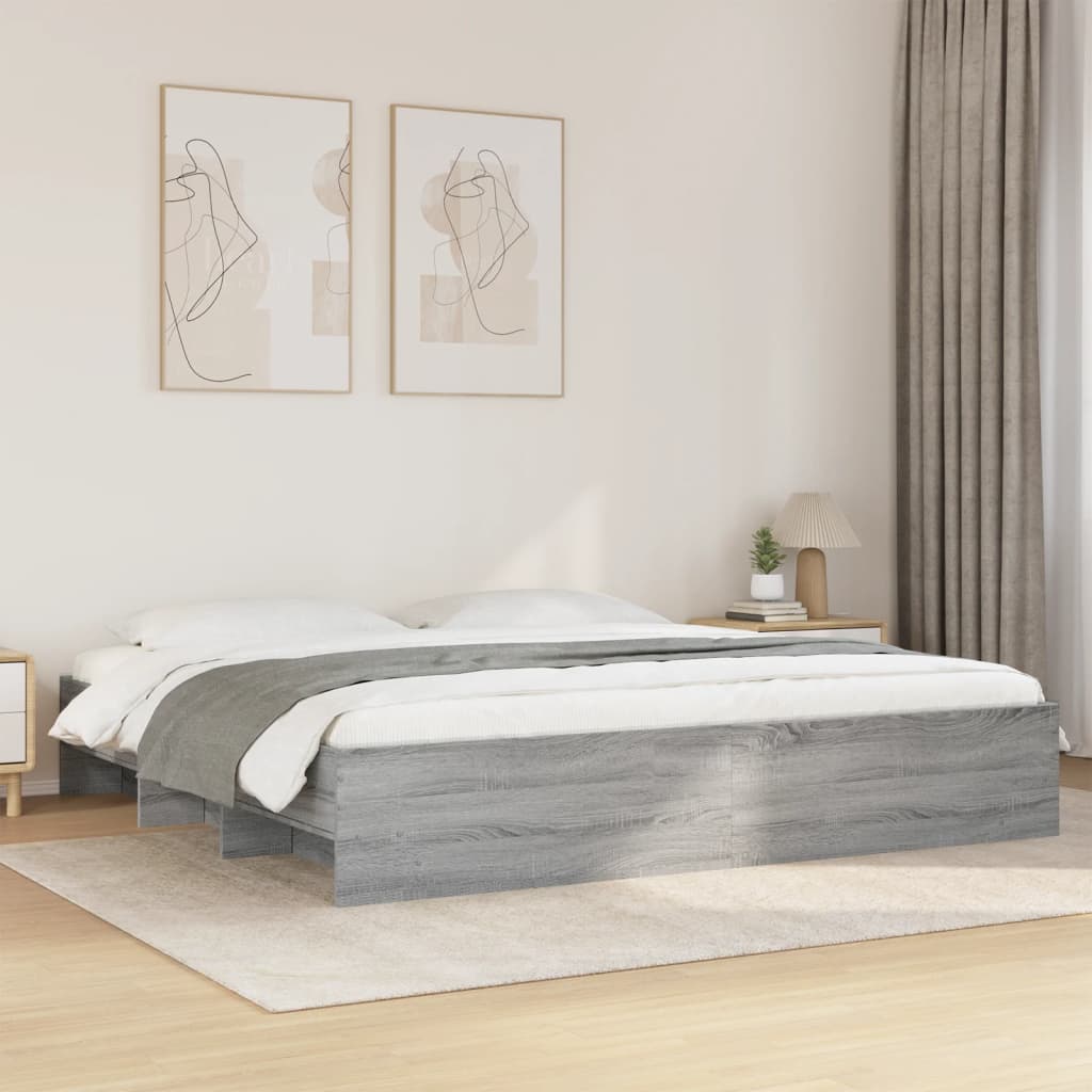 Sengeramme uten madrass grå sonoma 180x200 cm konstruert tre