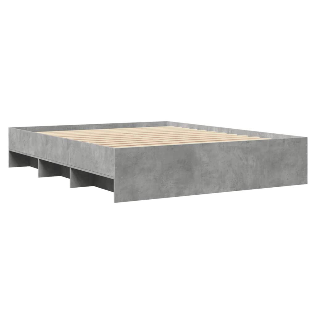 Sengeramme uten madrass betonggrå 160x200 cm konstruert tre