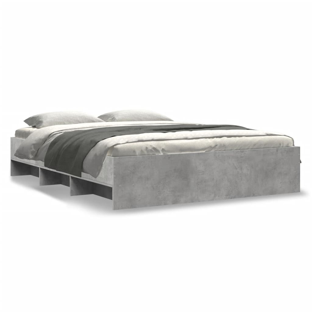 Sengeramme uten madrass betonggrå 160x200 cm konstruert tre