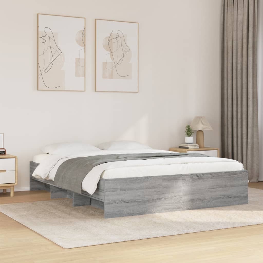 Sengeramme uten madrass grå sonoma 160x200 cm konstruert tre
