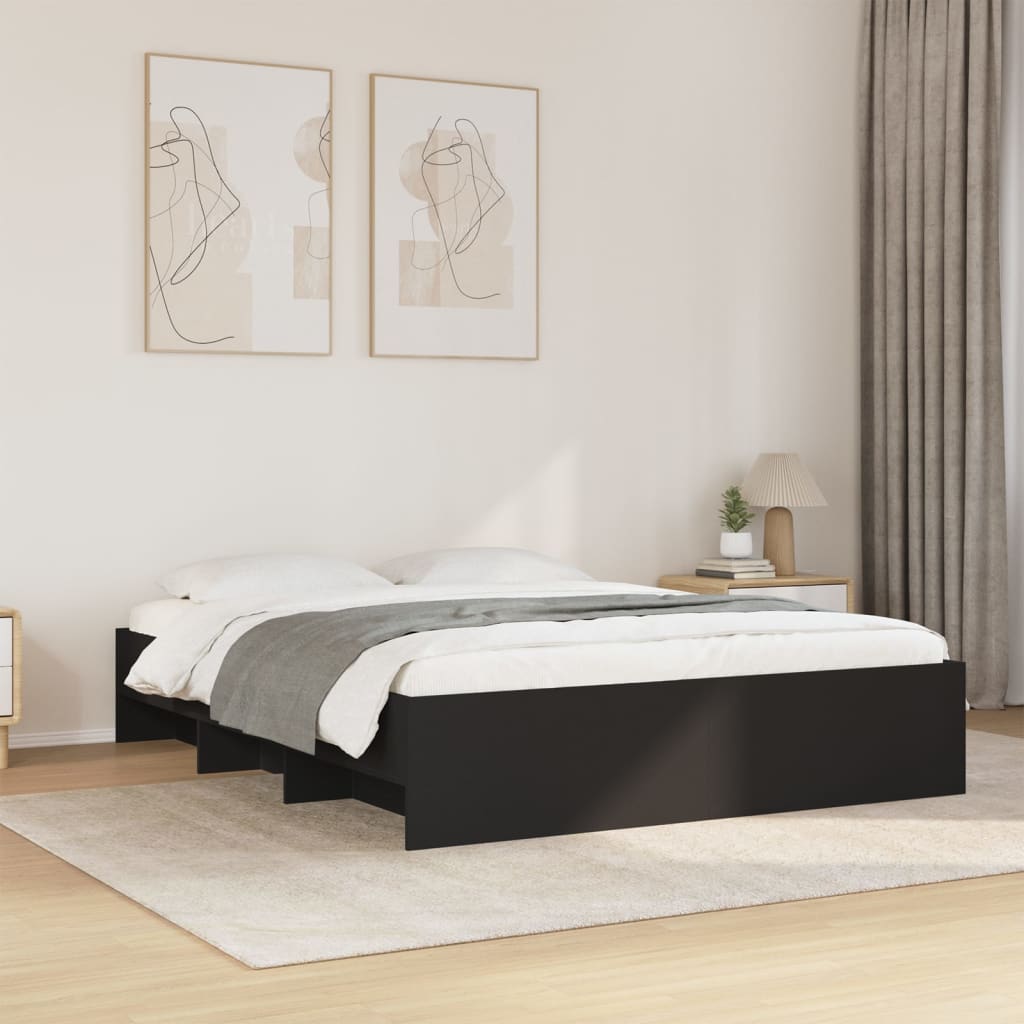 Sengeramme svart 150x200 cm konstruert tre