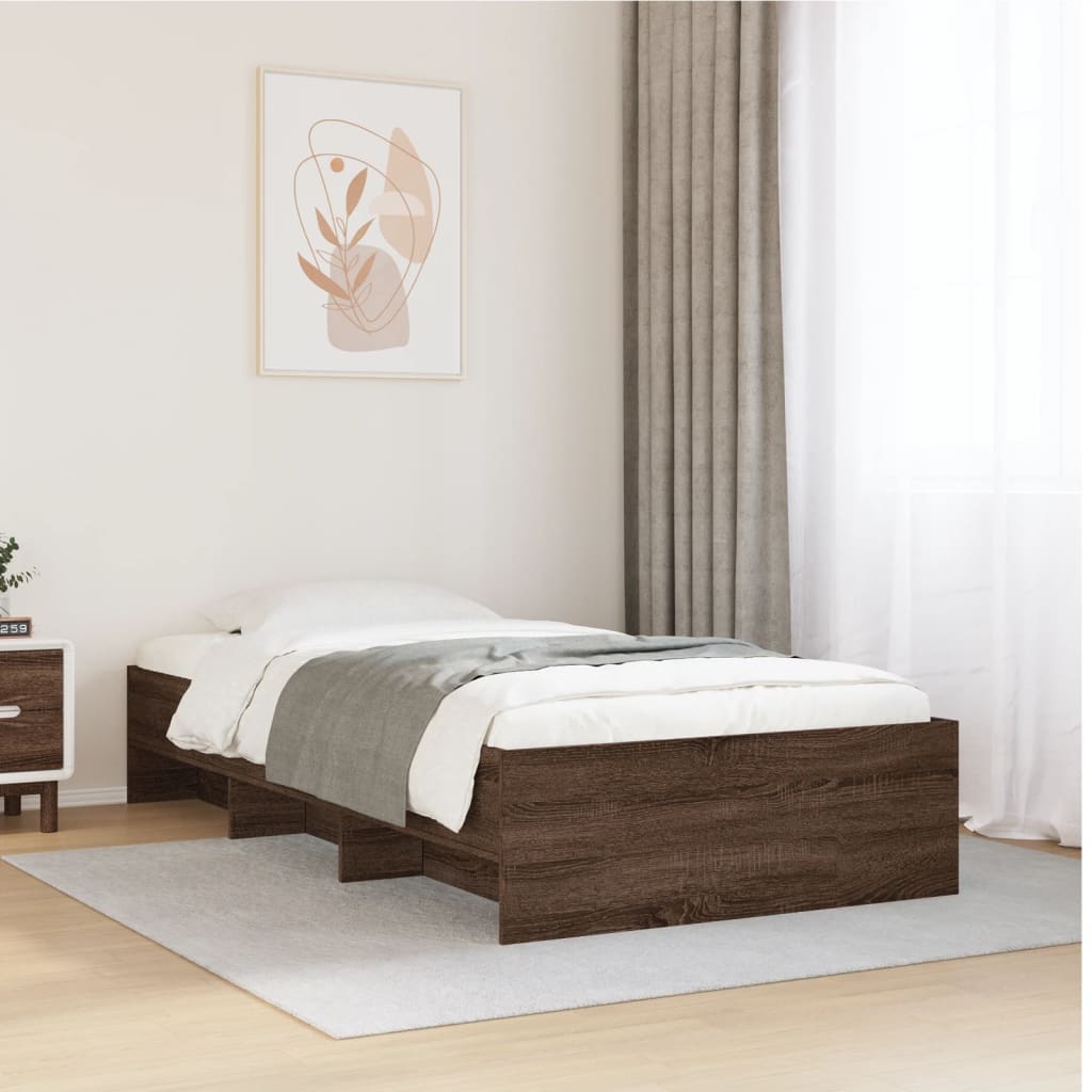 Sengeramme uten madrass brun eik 90x200 cm konstruert tre