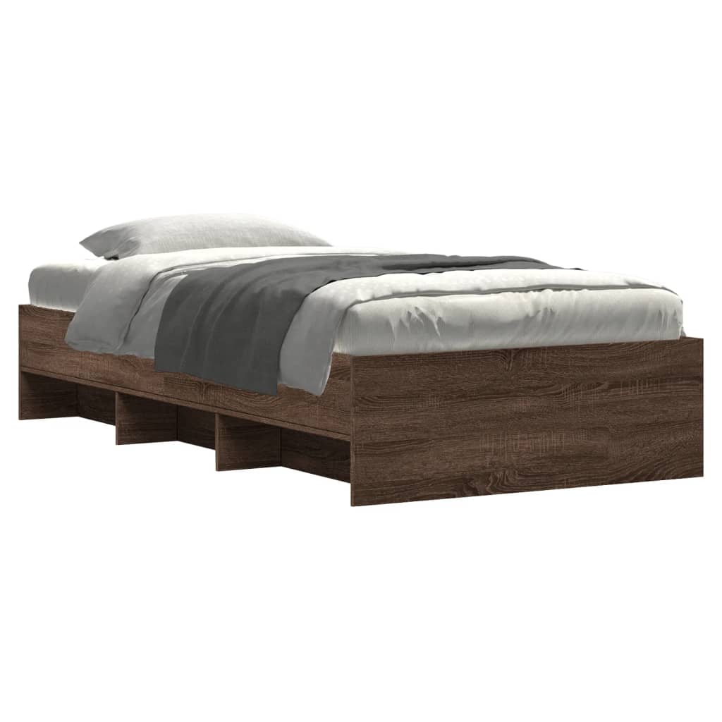 Sengeramme uten madrass brun eik 90x200 cm konstruert tre