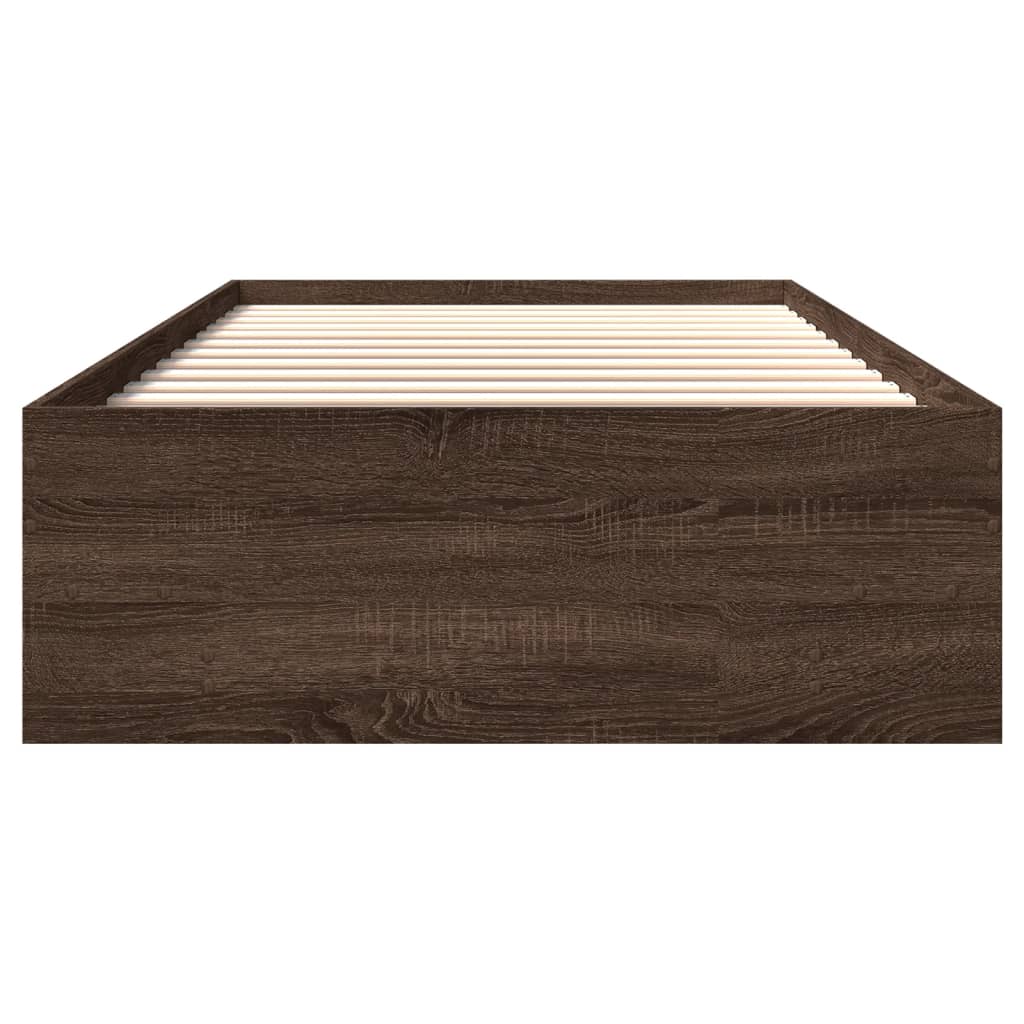 Sengeramme uten madrass brun eik 90x200 cm konstruert tre