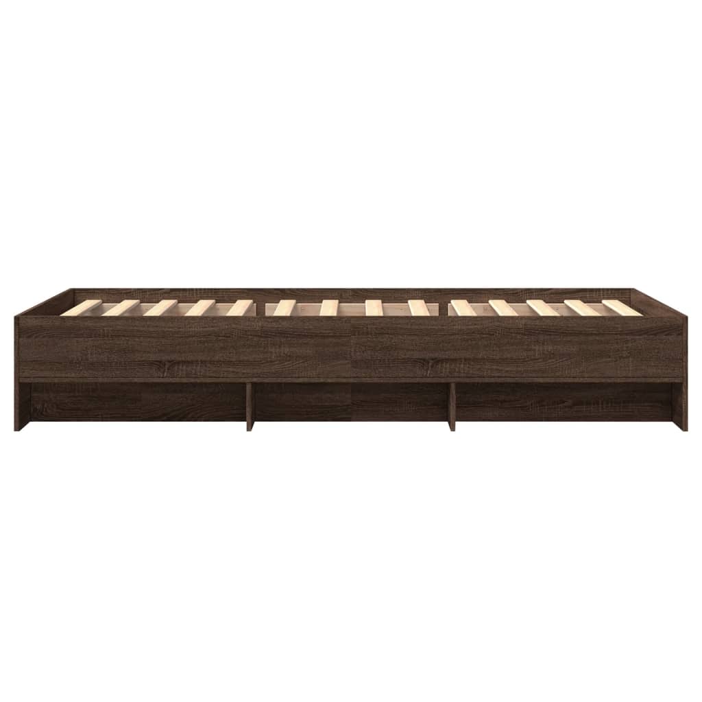 Sengeramme uten madrass brun eik 90x200 cm konstruert tre