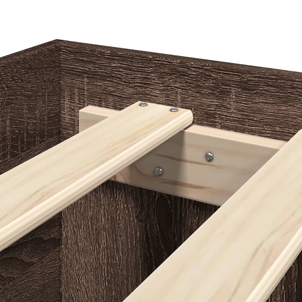 Sengeramme uten madrass brun eik 90x200 cm konstruert tre