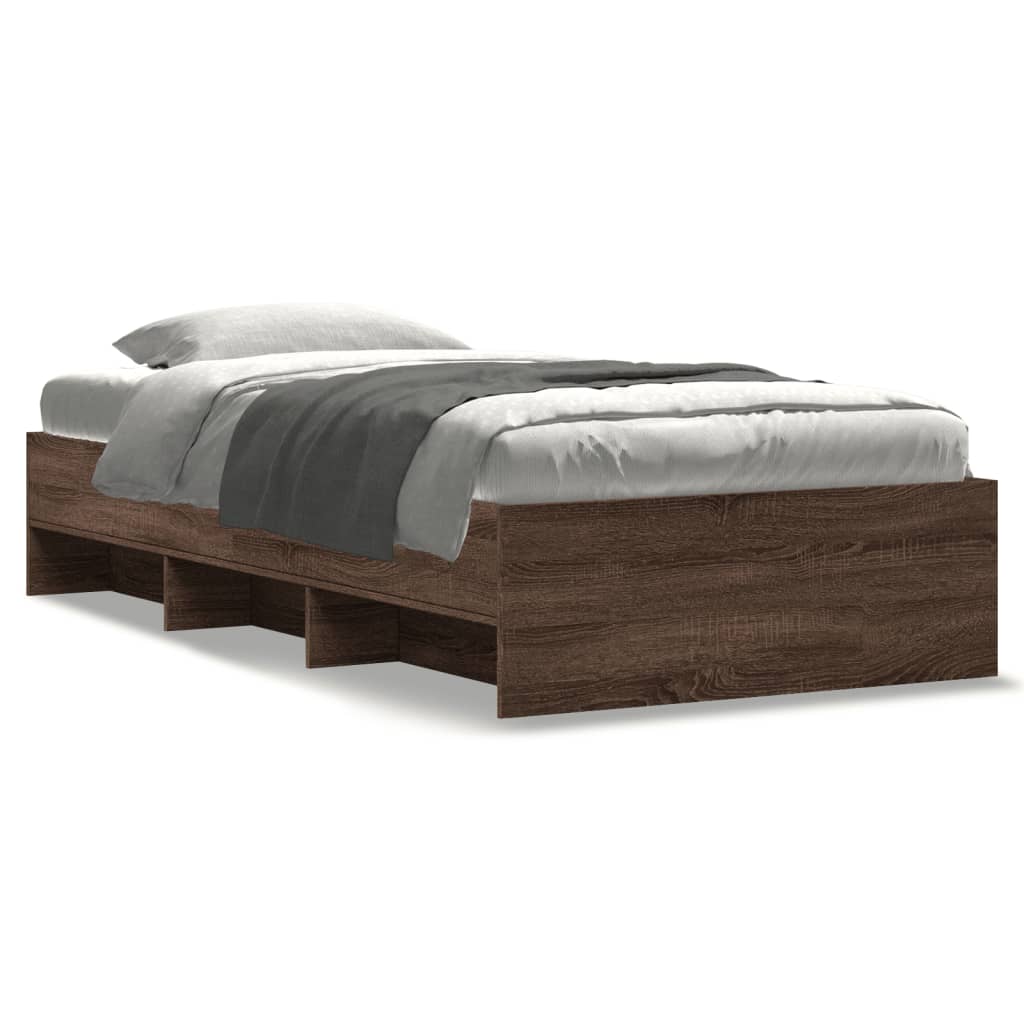 Sengeramme uten madrass brun eik 90x200 cm konstruert tre