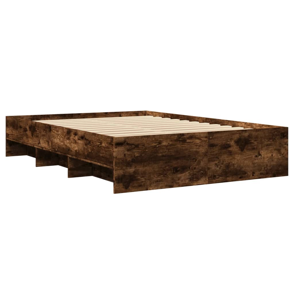 Sengeramme uten madrass røkt eik 140x190 cm konstruert tre