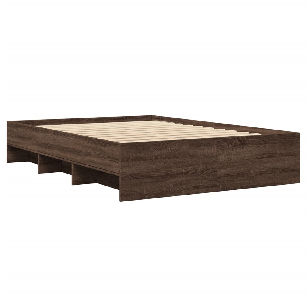 Sengeramme uten madrass brun eik 140x190 cm konstruert tre