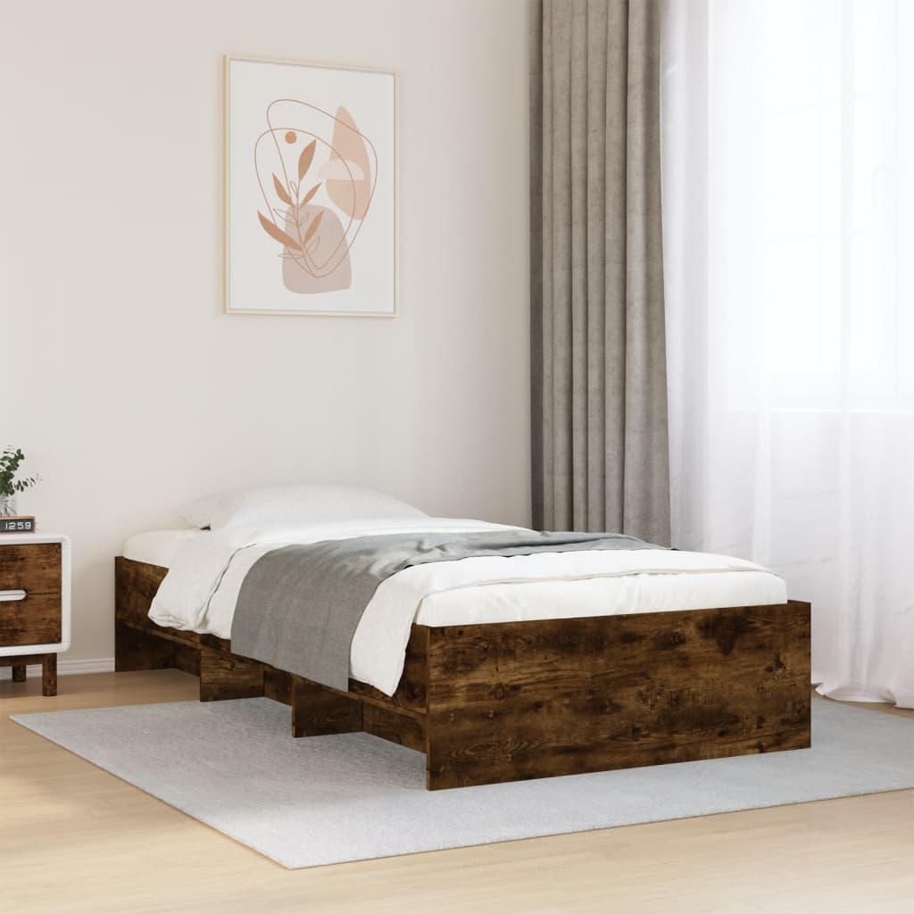 Sengeramme uten madrass røkt eik 90x190 cm konstruert tre