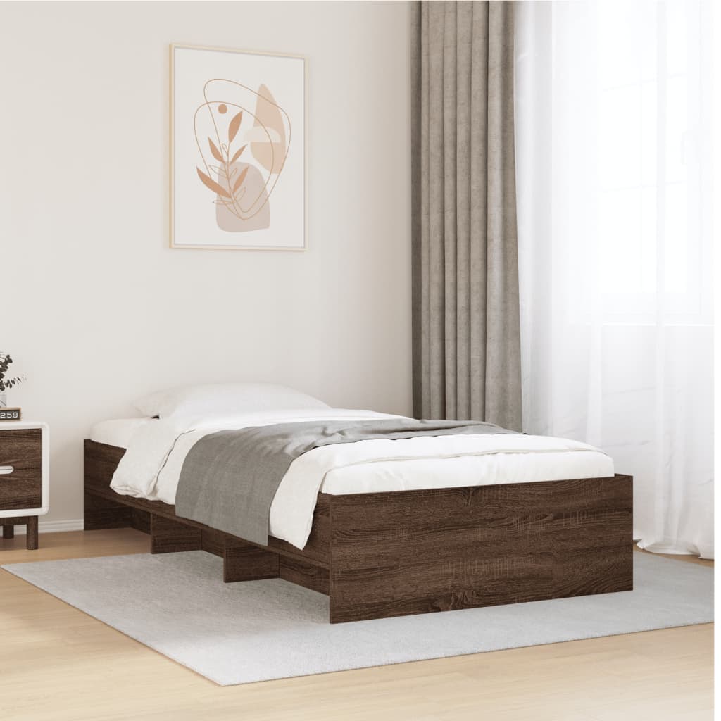Sengeramme uten madrass brun eik 90x190 cm konstruert tre