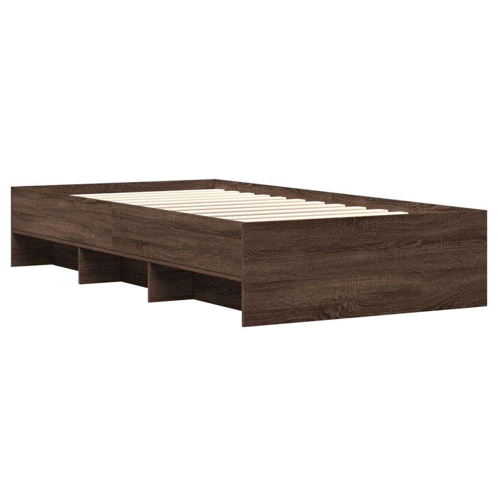 Sengeramme uten madrass brun eik 75x190 cm konstruert tre