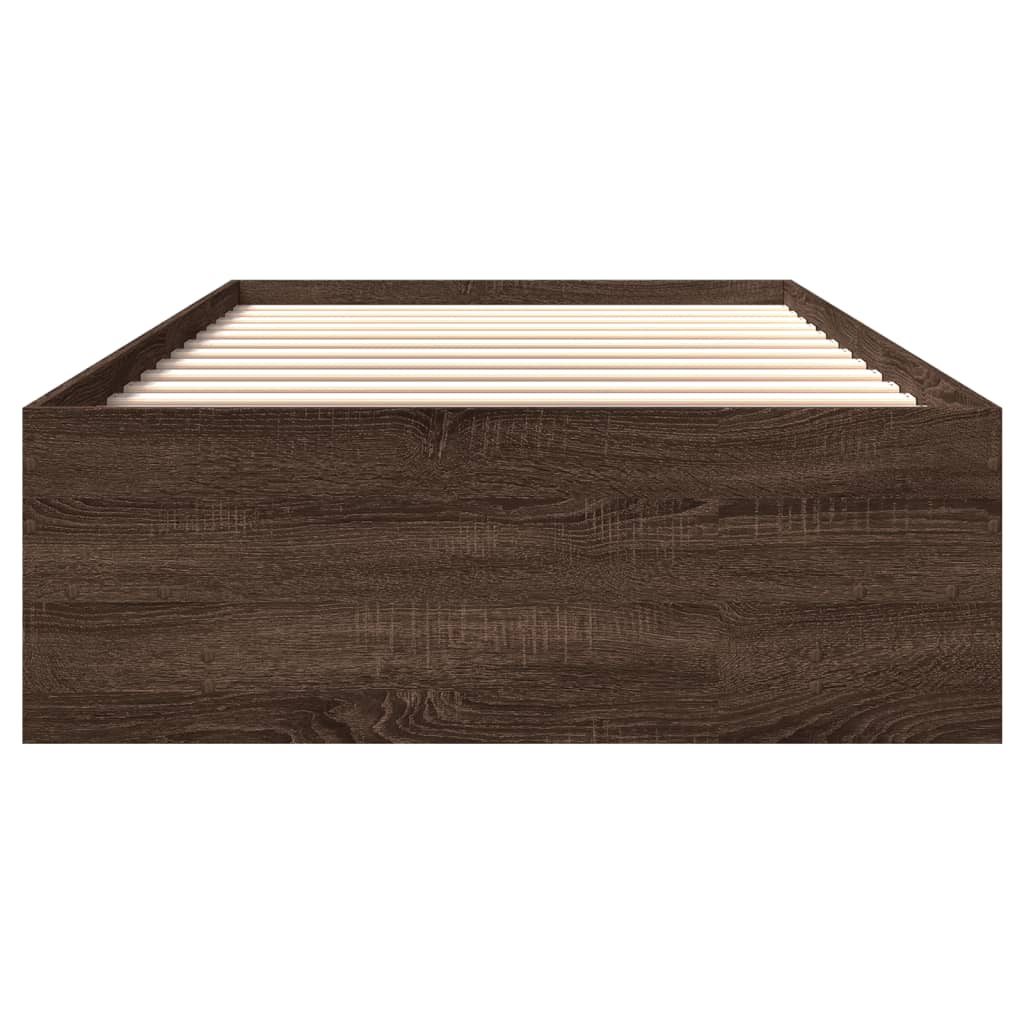 Sengeramme uten madrass brun eik 75x190 cm konstruert tre