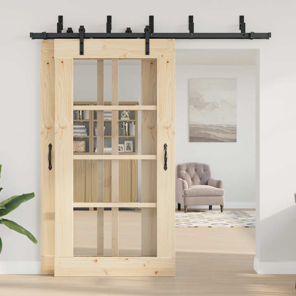 Utstyr for skyvedør 213,5 cm stål svart vidaXL