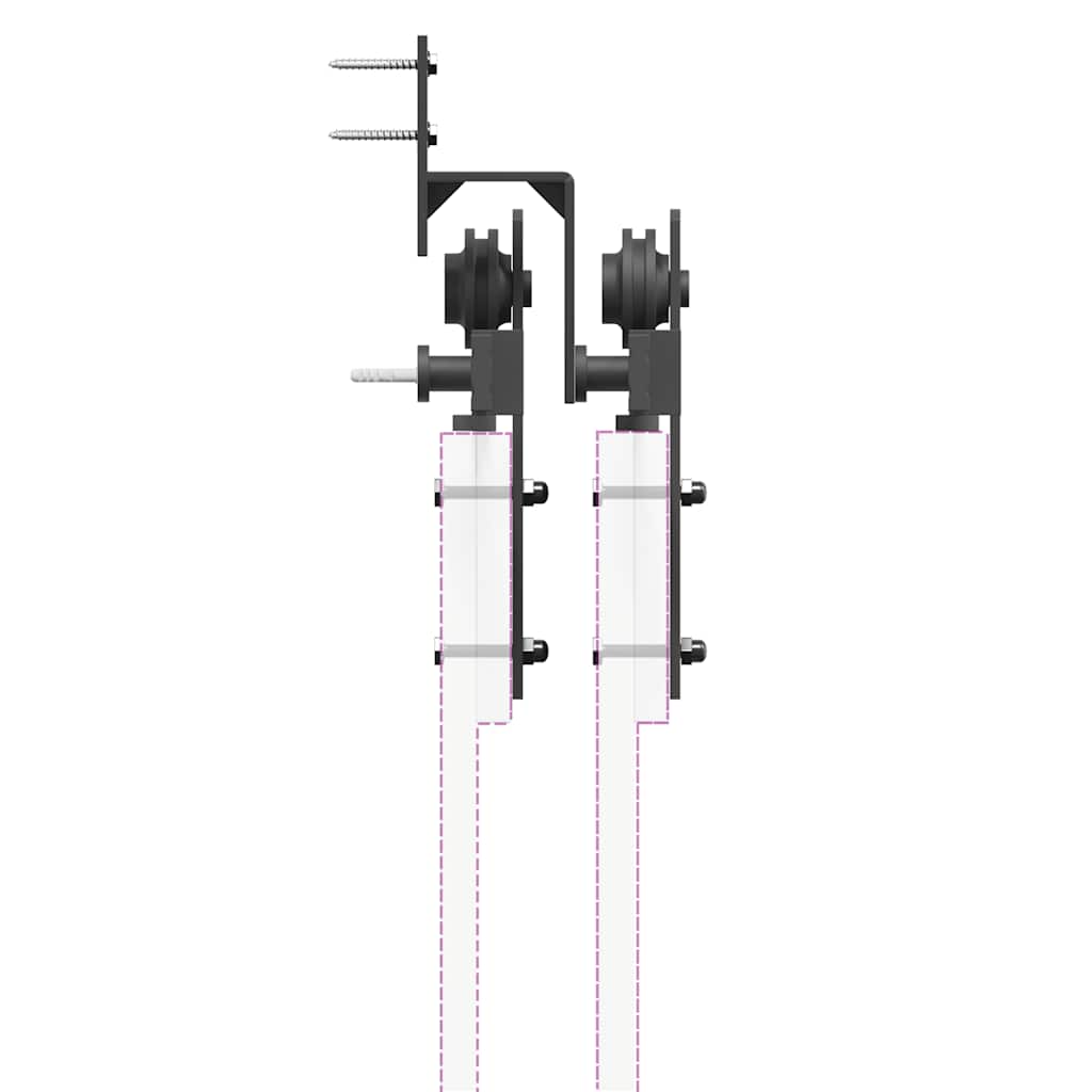 Utstyr for skyvedør 200 cm stål svart