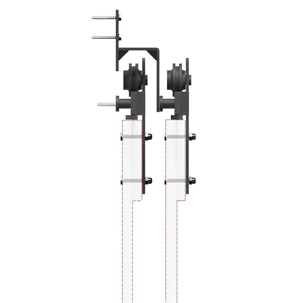 Utstyr for skyvedør 152,5 cm stål svart