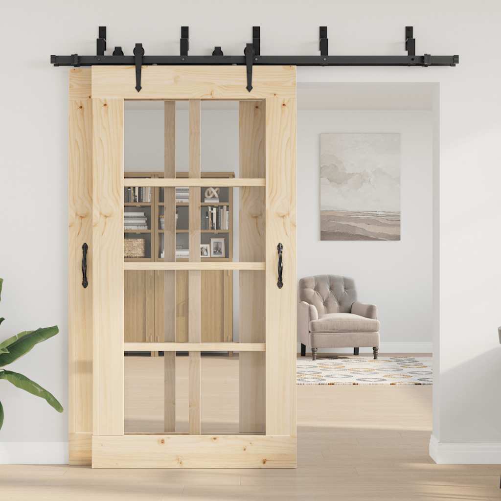Utstyr for skyvedør 213,5 cm stål svart vidaXL