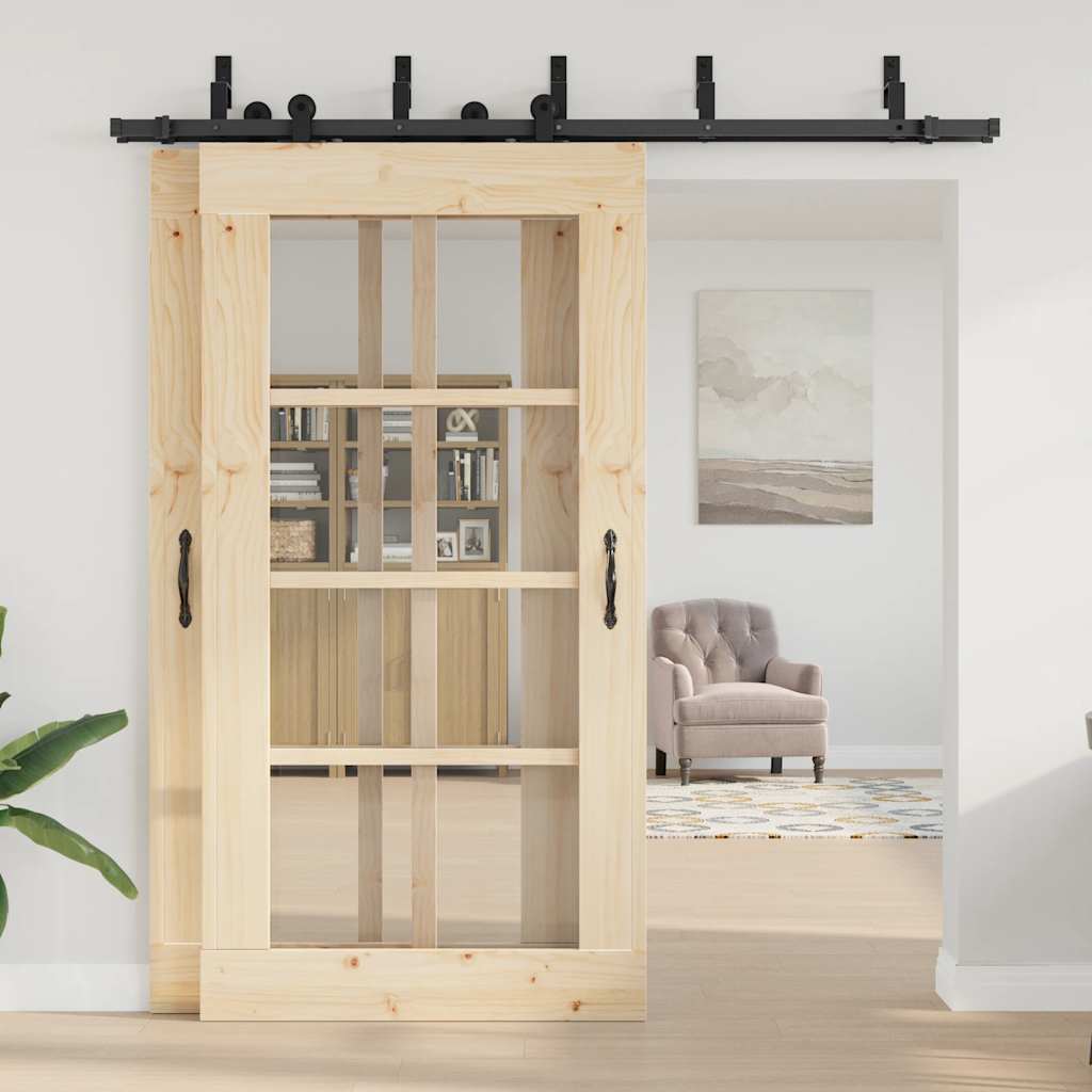 Utstyr for skyvedør 213,5 cm stål svart vidaXL