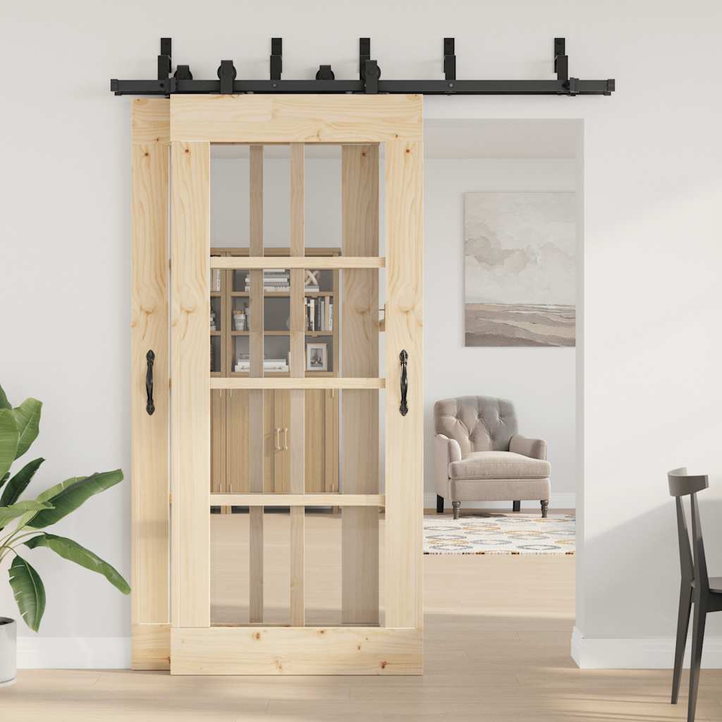 Utstyr for skyvedør 183 cm stål svart vidaXL
