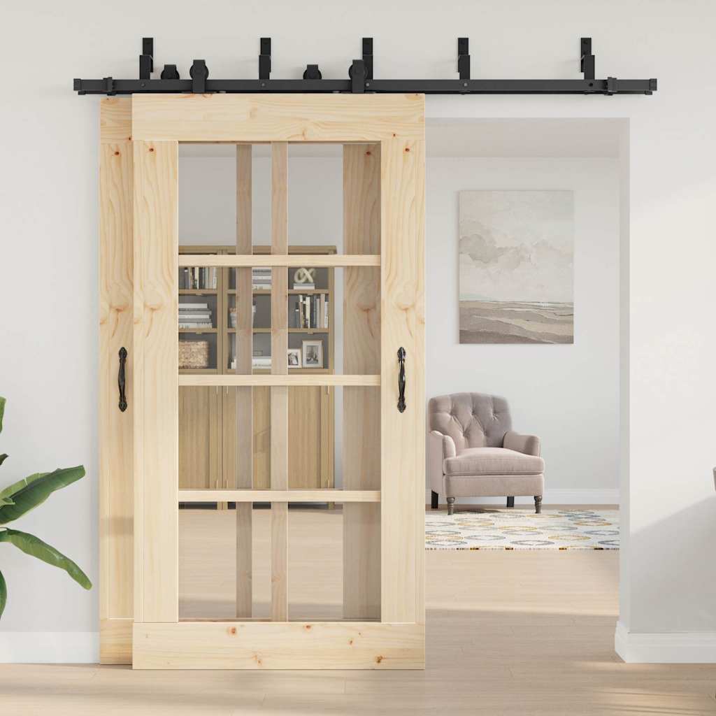 Utstyr for skyvedør 213,5 cm stål svart