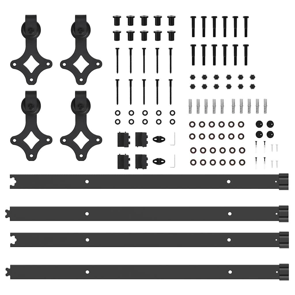 Utstyr for skyvedør 152,5 cm stål svart