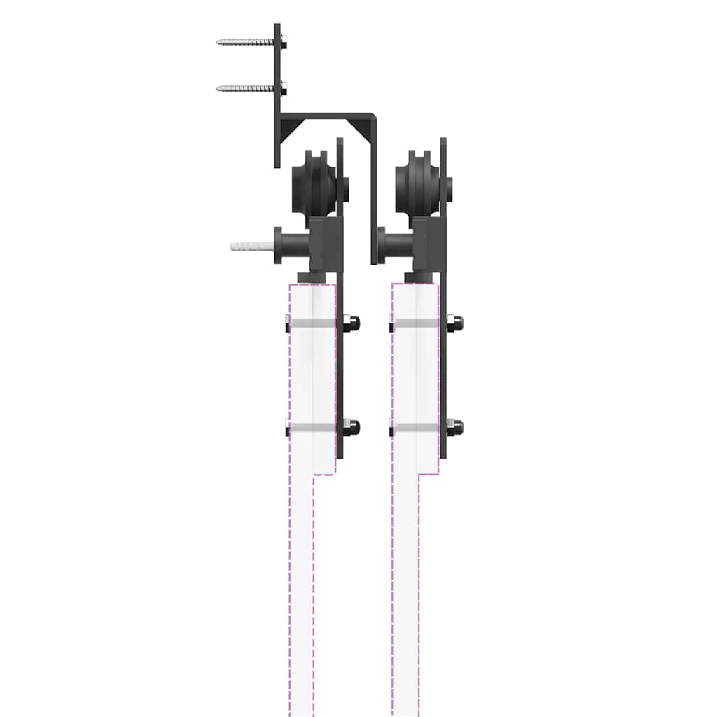 Utstyr for skyvedør 366 cm stål svart