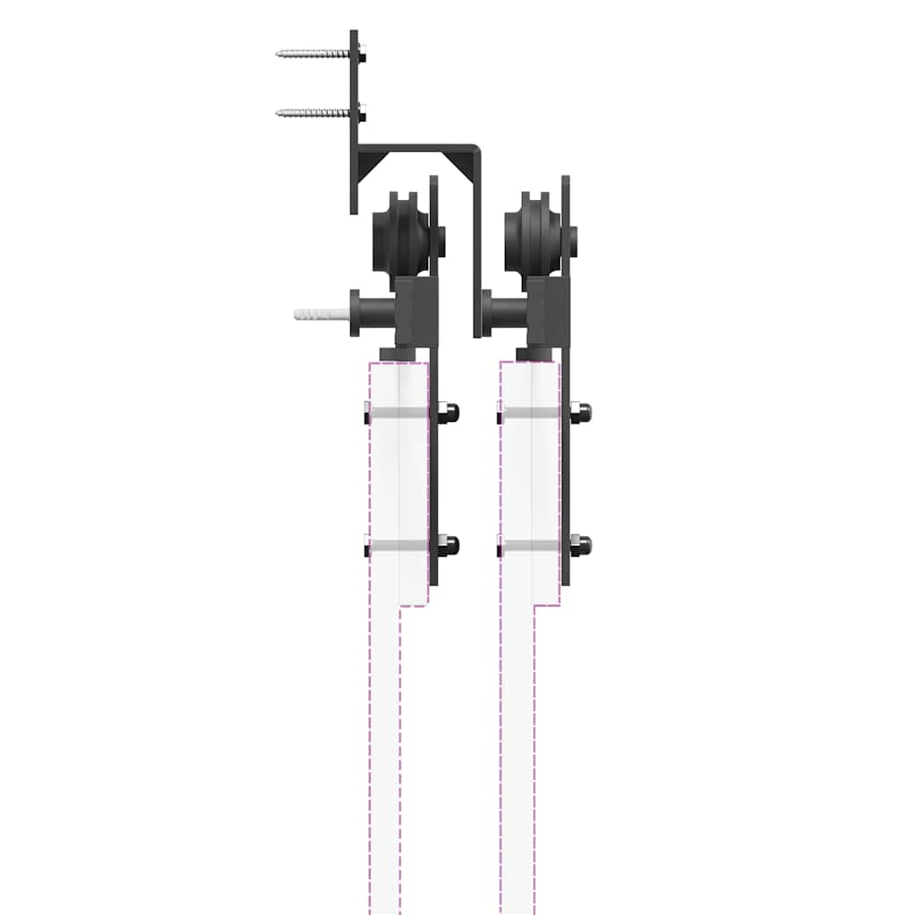 Utstyr for skyvedør 305 cm stål svart