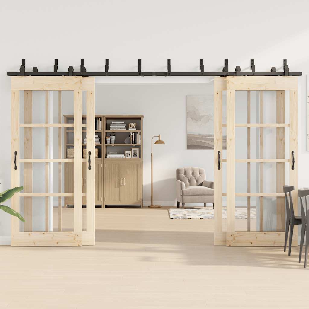 Utstyr for skyvedør 366 cm stål svart vidaXL