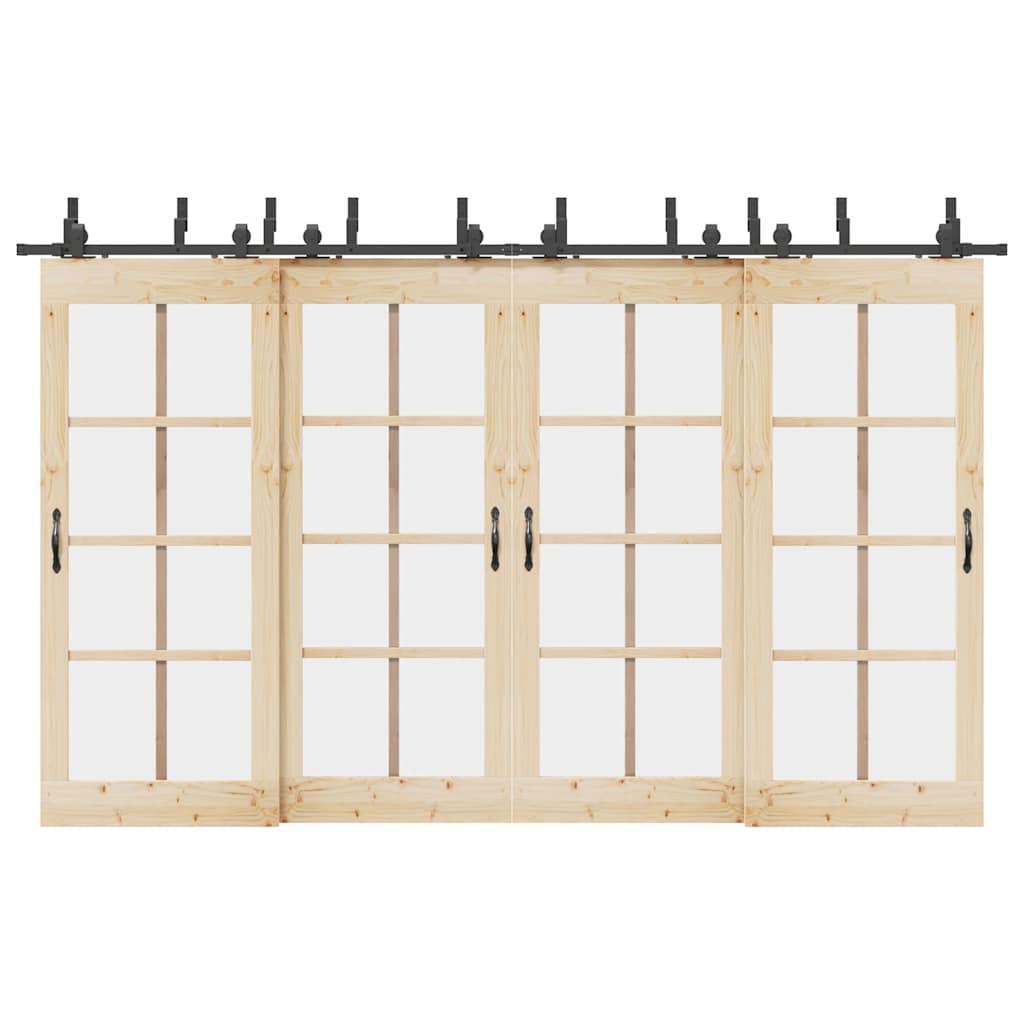 Utstyr for skyvedør 366 cm stål svart vidaXL