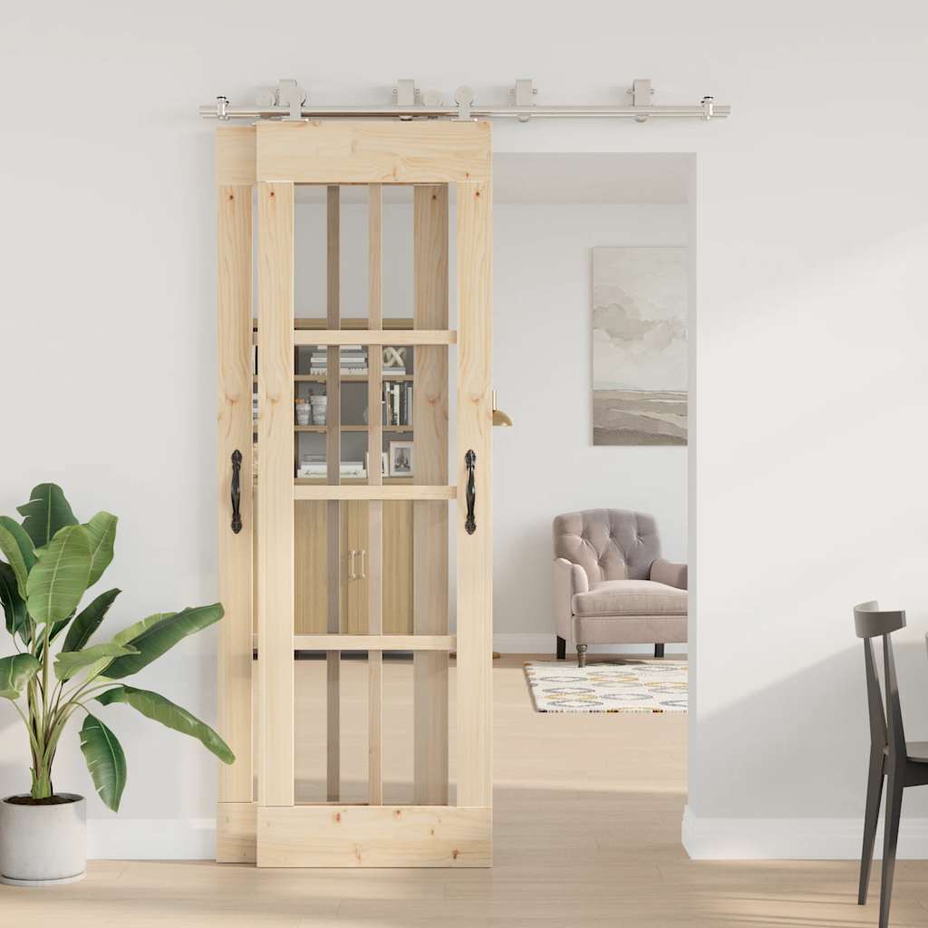 Utstyrssett for skyvedør 183 cm rustfritt stål sølv