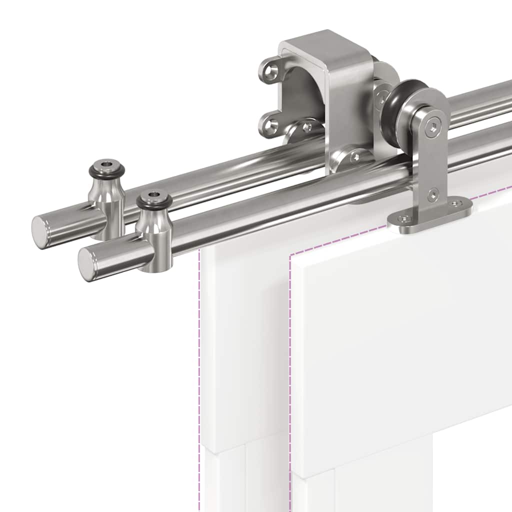 Utstyrssett for skyvedør 183 cm rustfritt stål sølv