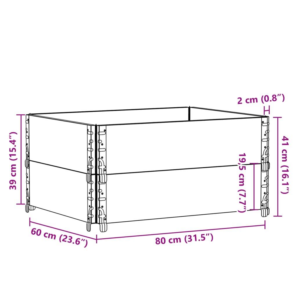 Pallekarmer 2 stk grå 80x60 cm heltre furu