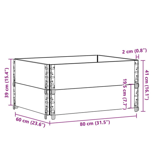 Pallekarmer 2 stk svart 80x60 cm heltre furu
