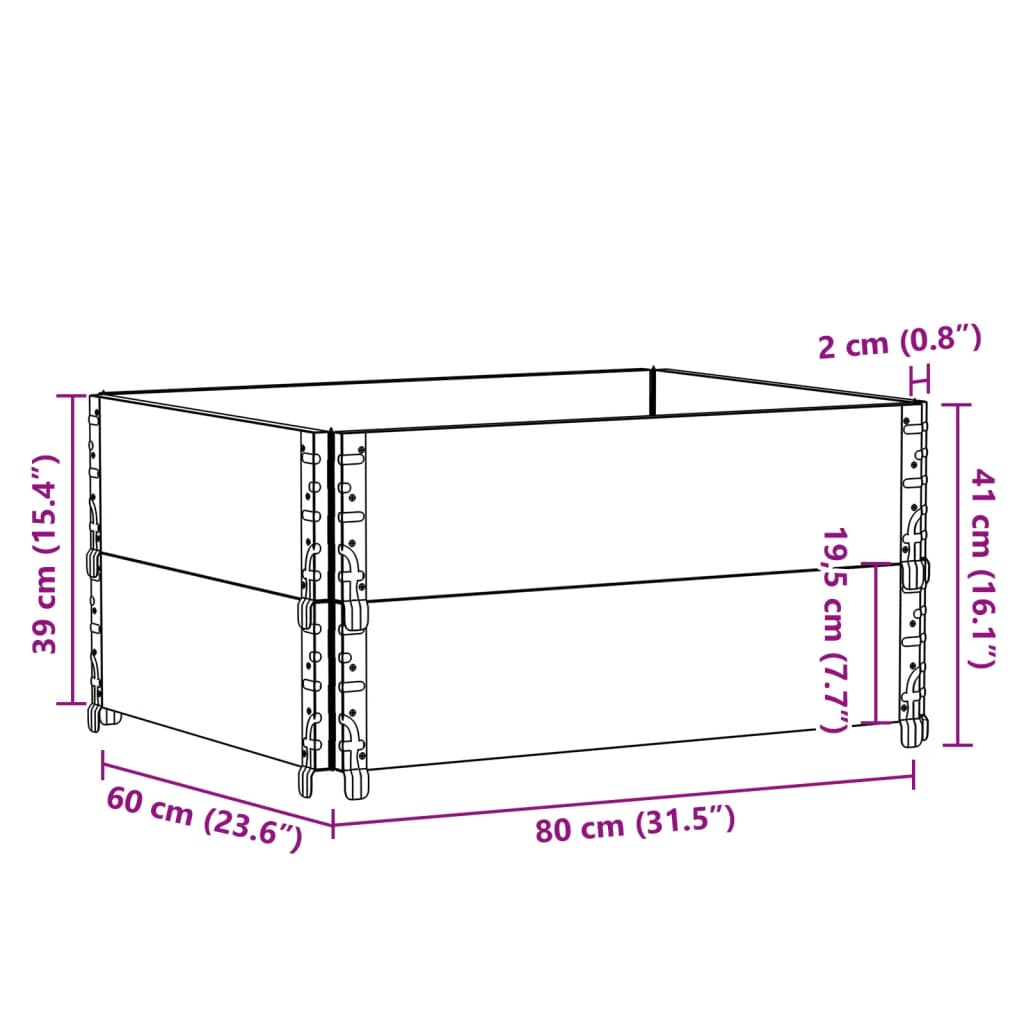Pallekarmer 2 stk grå 80x60 cm heltre furu