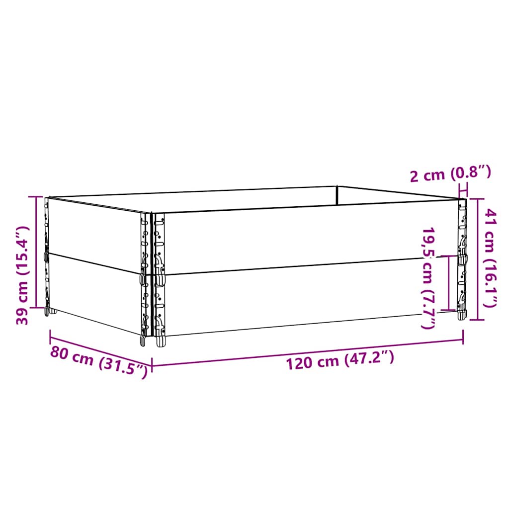 Pallekarmer 2 stk 120x80 cm heltre furu vidaXL
