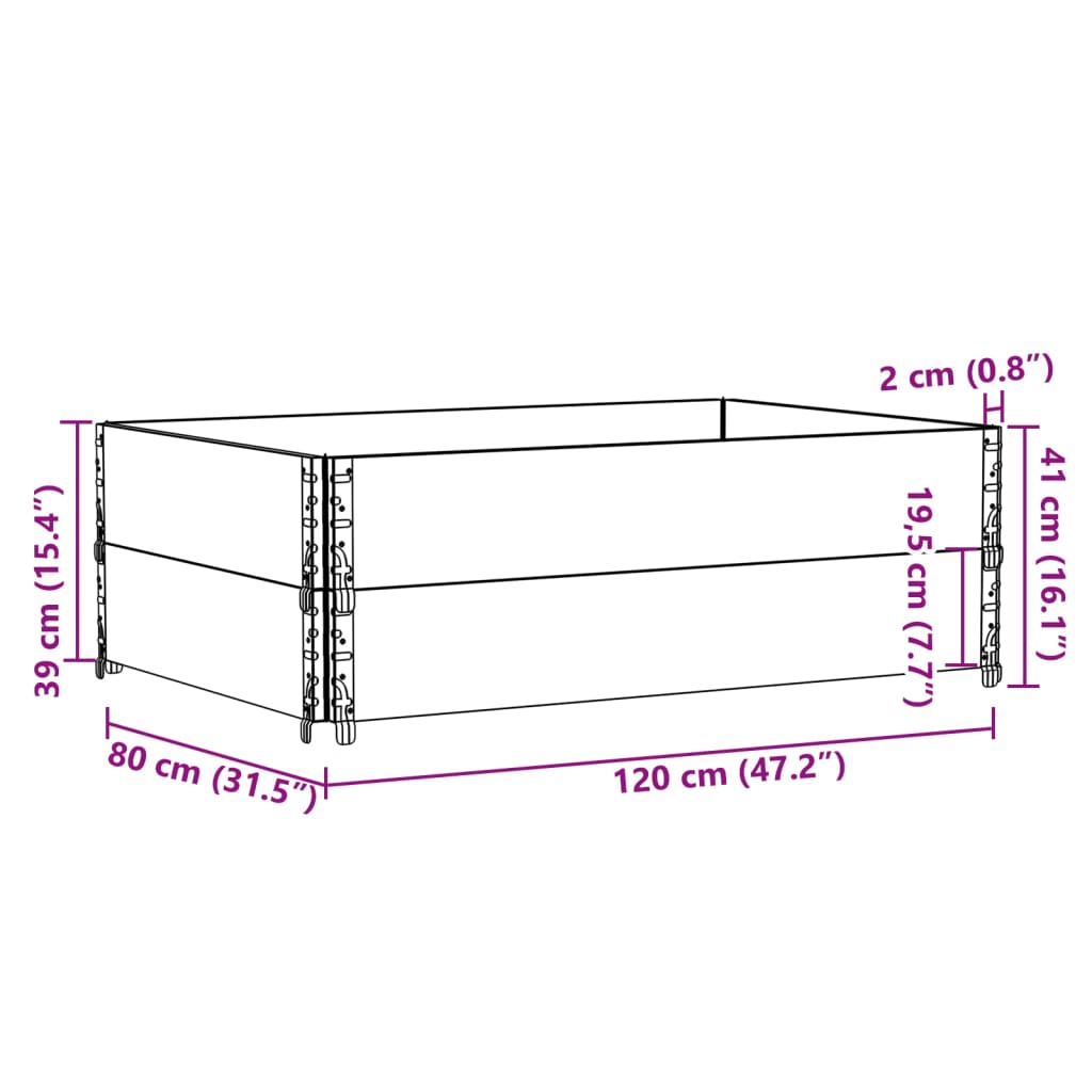 Pallekarmer 2 stk brun 120x80 cm heltre furu vidaXL